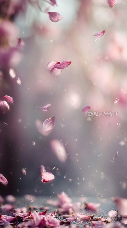 飘落的粉色花瓣美景
