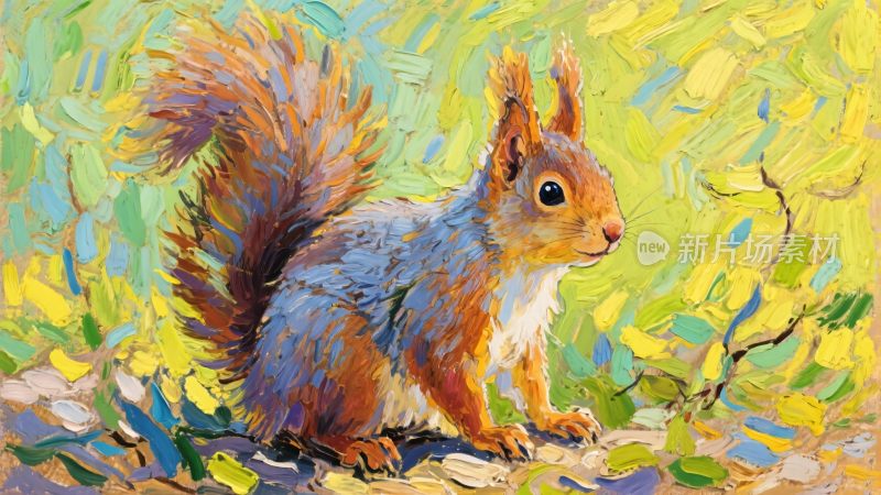 油画松鼠插画