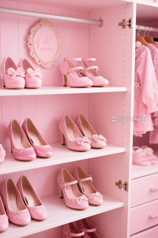 粉色高跟鞋陈列柜