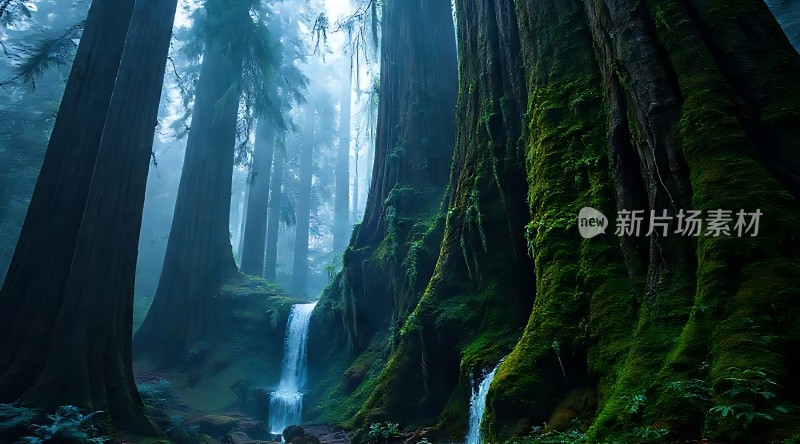 神秘森林瀑布奇观