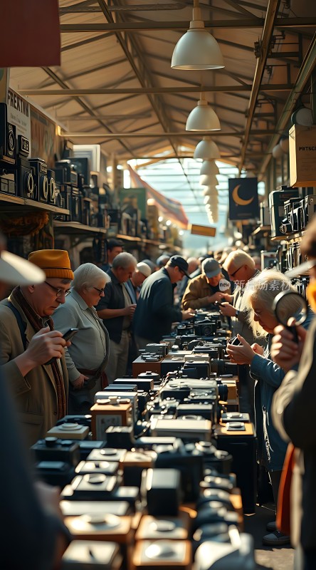 复古相机集市上的怀旧时光