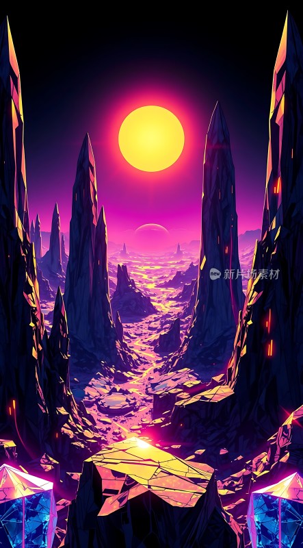 紫色星球日落奇景