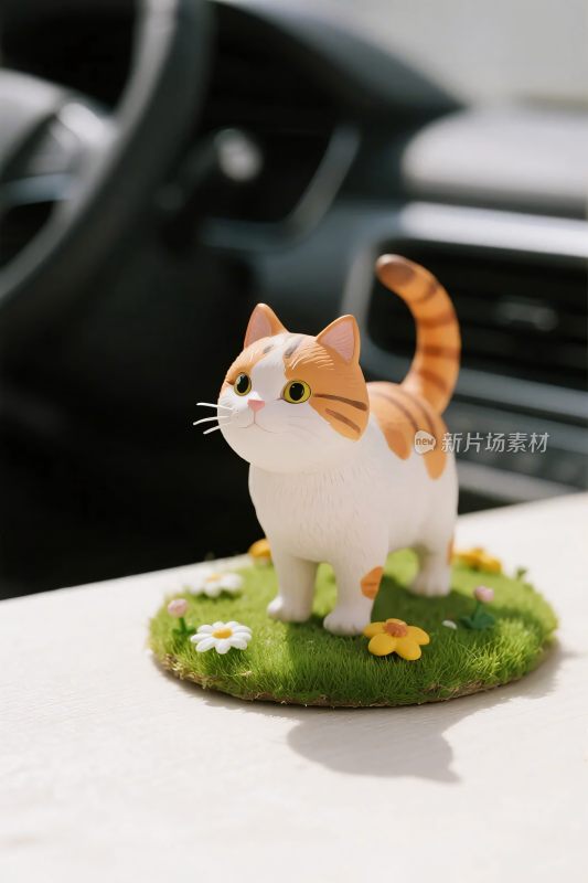 橙白猫咪摆件特写