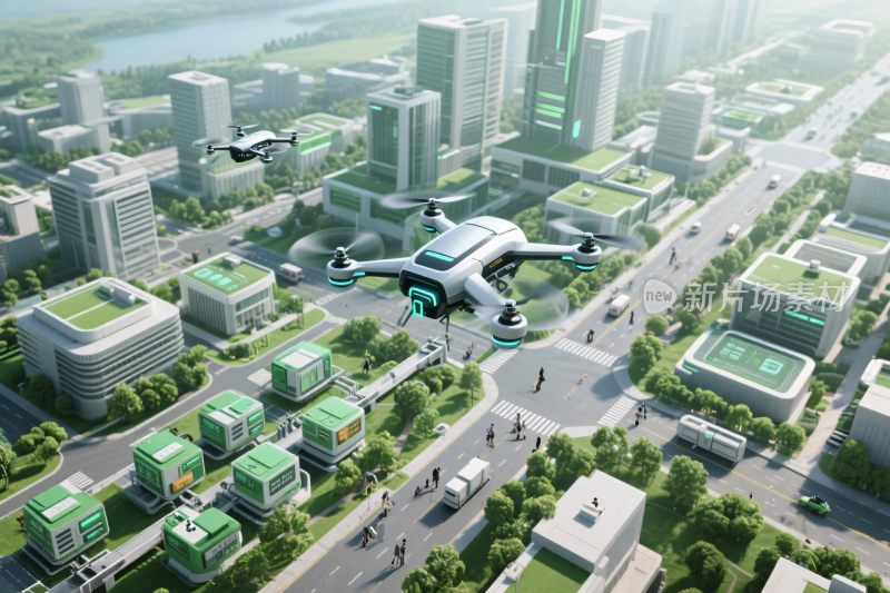 未来城市无人机配送场景