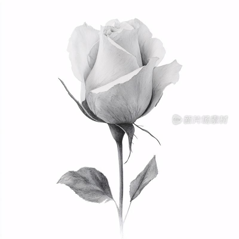 黑白单色玫瑰花插画