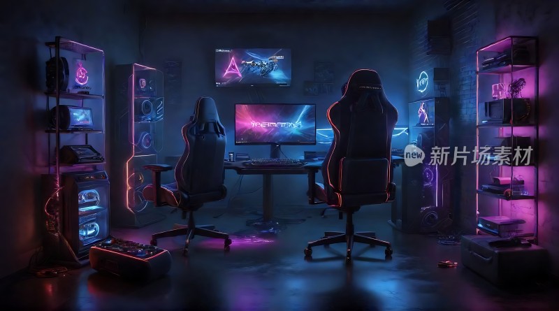 电竞游戏室炫酷灯光舒适座椅专业设备沉浸式体验
