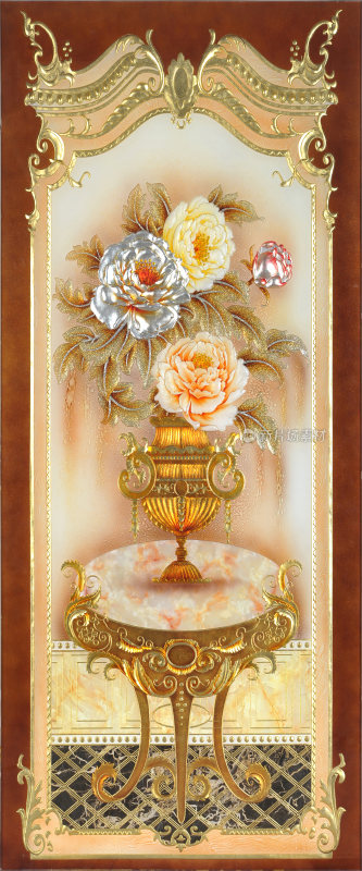 复古欧式牡丹屏风背景