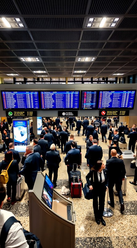 机场候机大厅旅客们等待登机