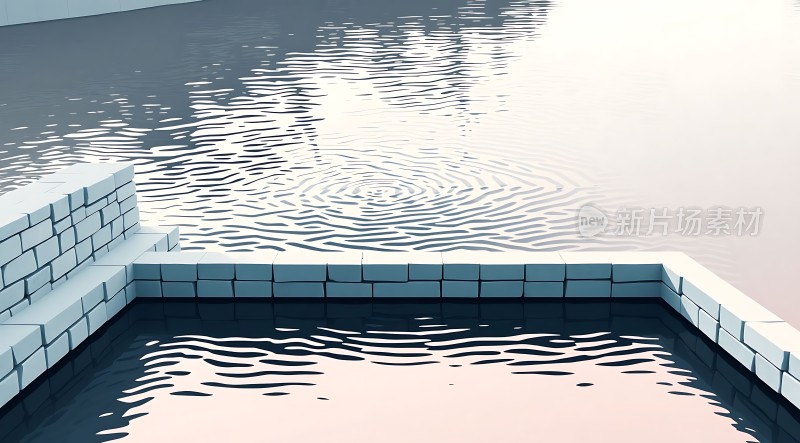 宁静水波轻抚石岸