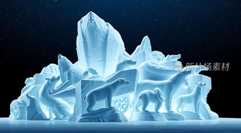 冰雕狼群