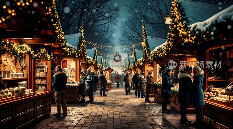 圣诞集市温馨夜市