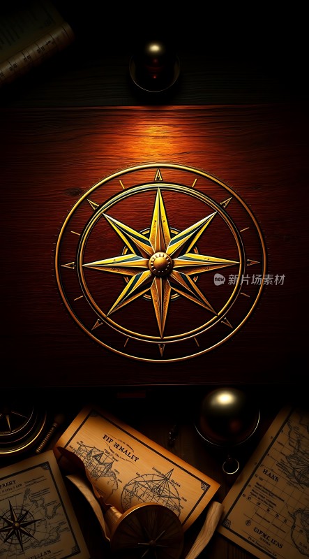 金色罗盘指南针探索未知之旅