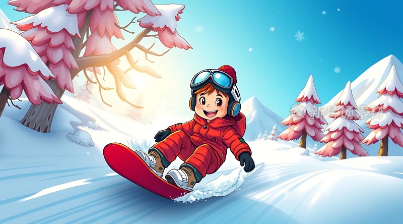 雪地滑板小英雄