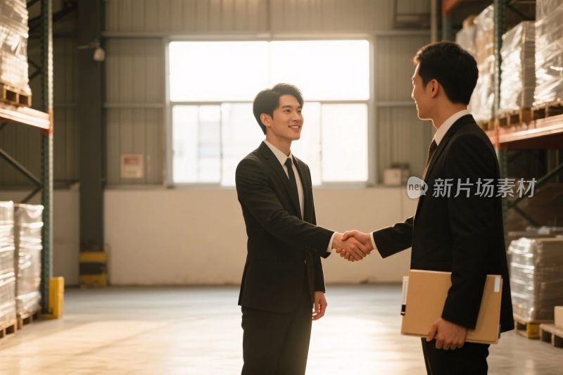 仓库商务合作握手场景