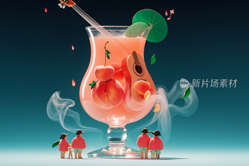 水蜜桃桃子微观摄影桃汁创意背景