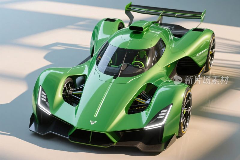 绿色未来风格跑车插画