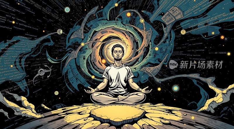 新片场素材 环绕宇宙冥想