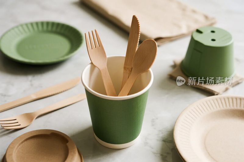 环保餐具静物展示