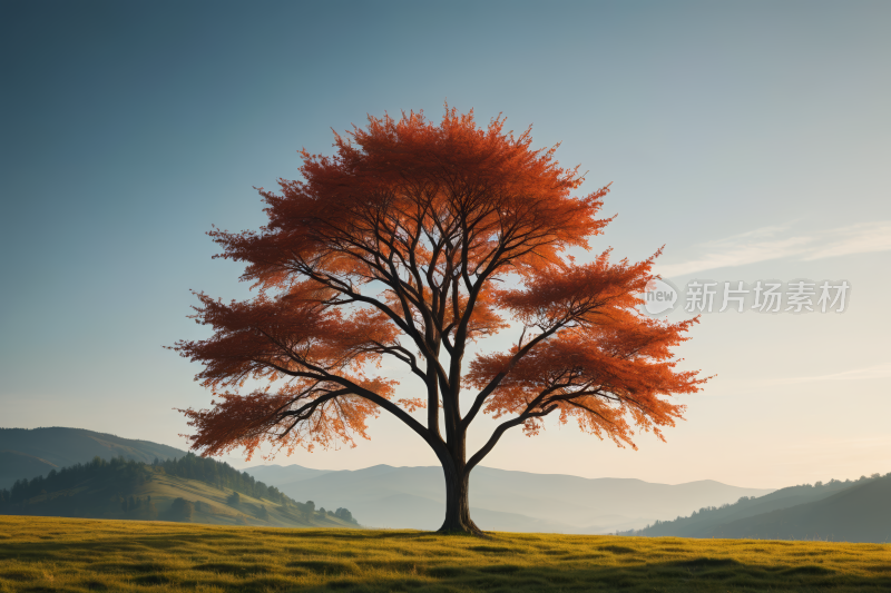 一棵孤树山脉高清风景图片