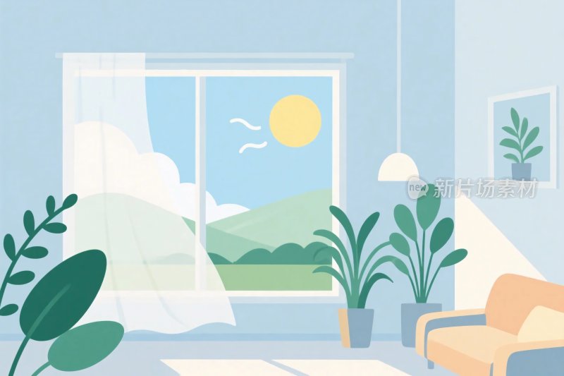 室内插画温馨场景