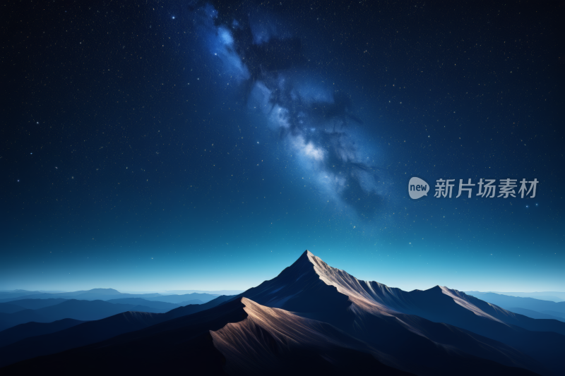 一座云彩巨大山上的星空高清背景图片