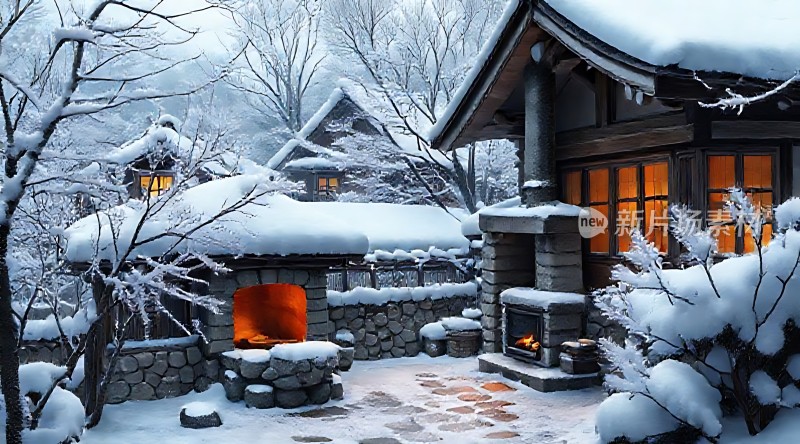 雪夜温馨小屋
