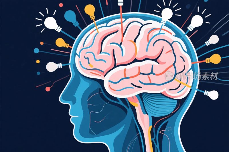 创意脑力灯泡插画