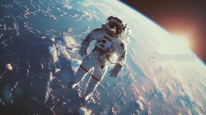 宇航员太空漫步地球背景