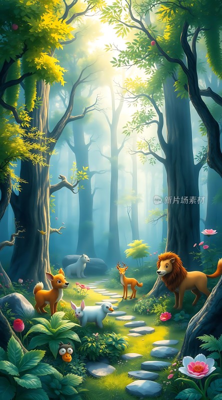 森林秘境动物们的和谐家园