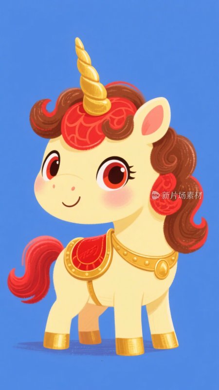 可爱卡通独角兽插画