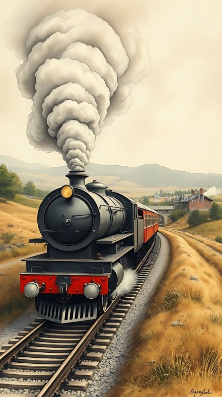 蒸汽火车驶向远方