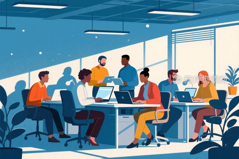 办公室团队协作插画