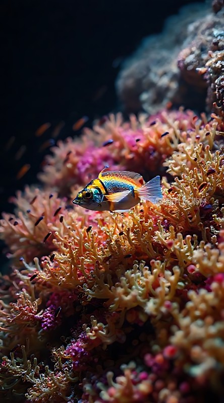 色彩斑斓的小鱼在珊瑚丛中穿梭