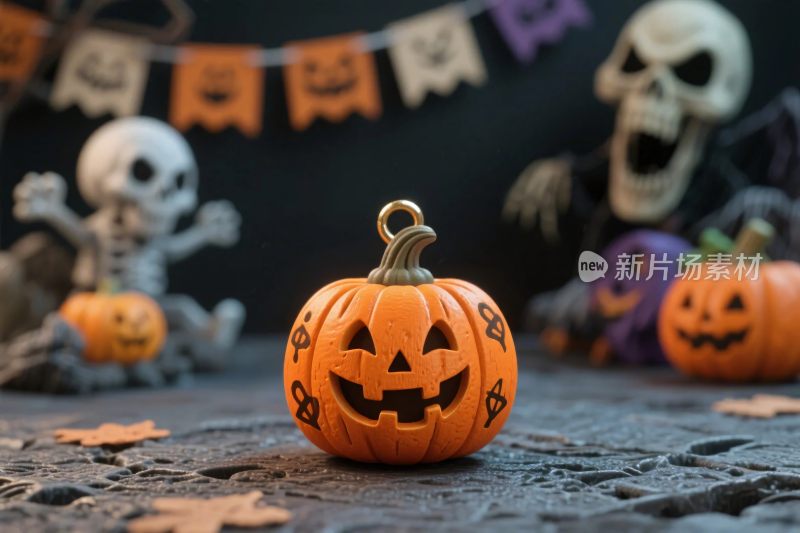 万圣节装饰南瓜骷髅