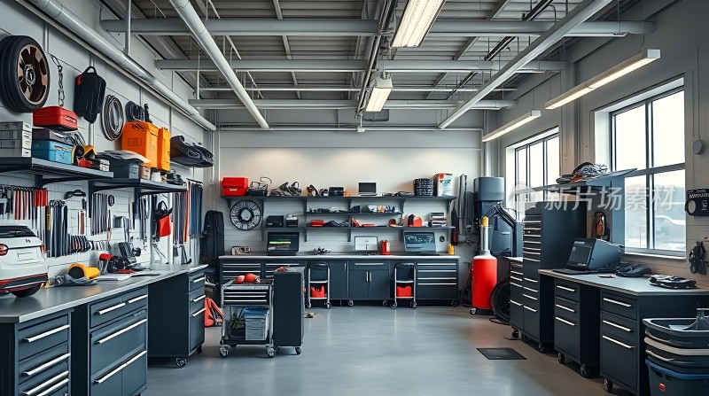 现代汽车维修车间工具齐全环境整洁明亮