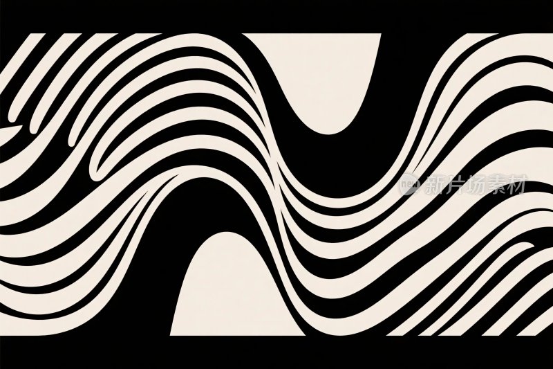 黑白波浪线条艺术图