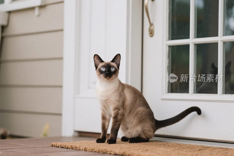 暹罗猫在门前