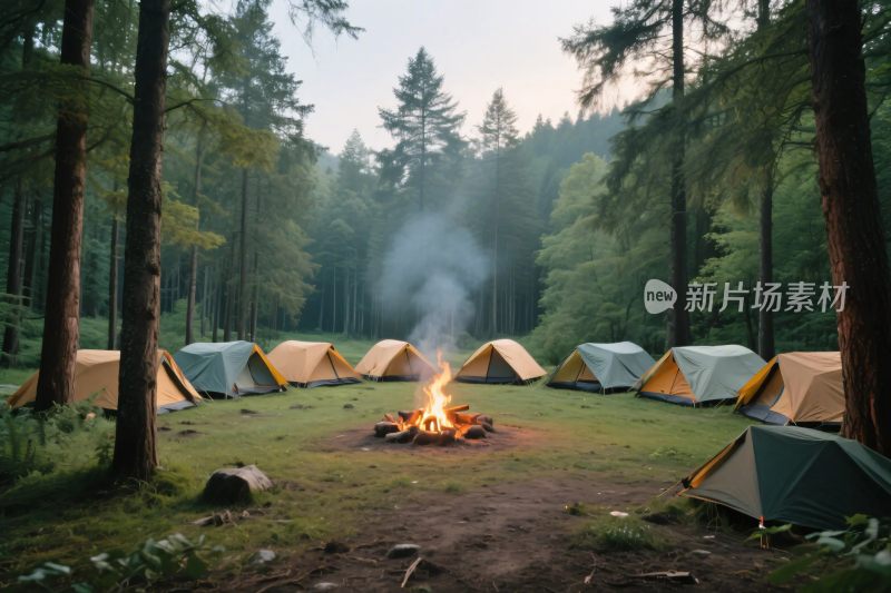 森林中露营营地场景