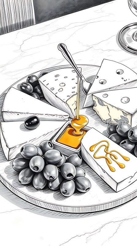 奶酪拼盘与蜂蜜