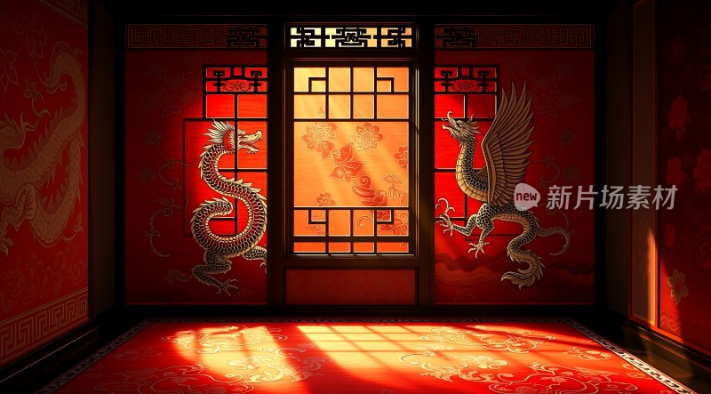 龙凤呈祥红墙金瓦映照古韵华章