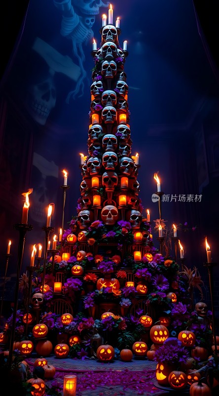 万圣节骷髅南瓜烛台装饰