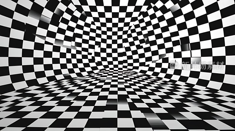 黑白方格隧道视觉错觉