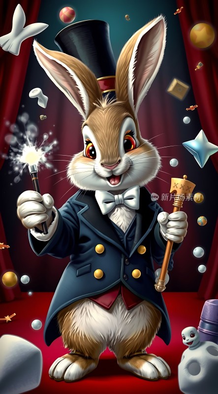 魔术兔子的奇幻表演