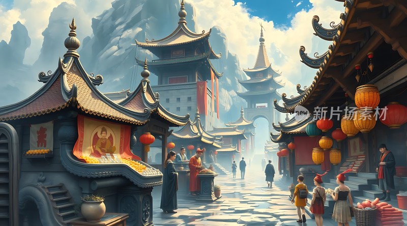 古风集市繁华景象