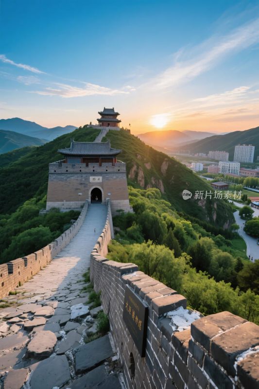 长城古塔山水风光