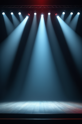 灯光昏暗的舞台配有聚光灯和木地板高清图片 灯光昏暗的舞台配有聚光灯和木地板高清图片