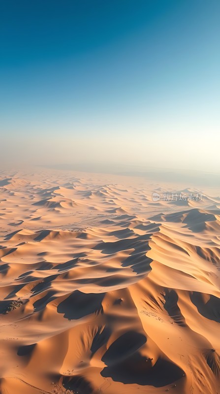 金色沙丘下的宁静沙漠风光