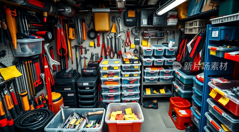 工具天堂整齐摆放的工具和设备