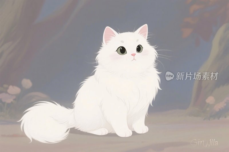 白猫卡通插画