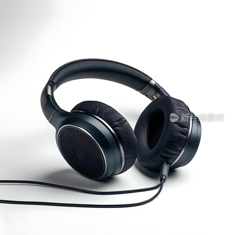 黑色耳机时尚设计高品质音效舒适佩戴体验